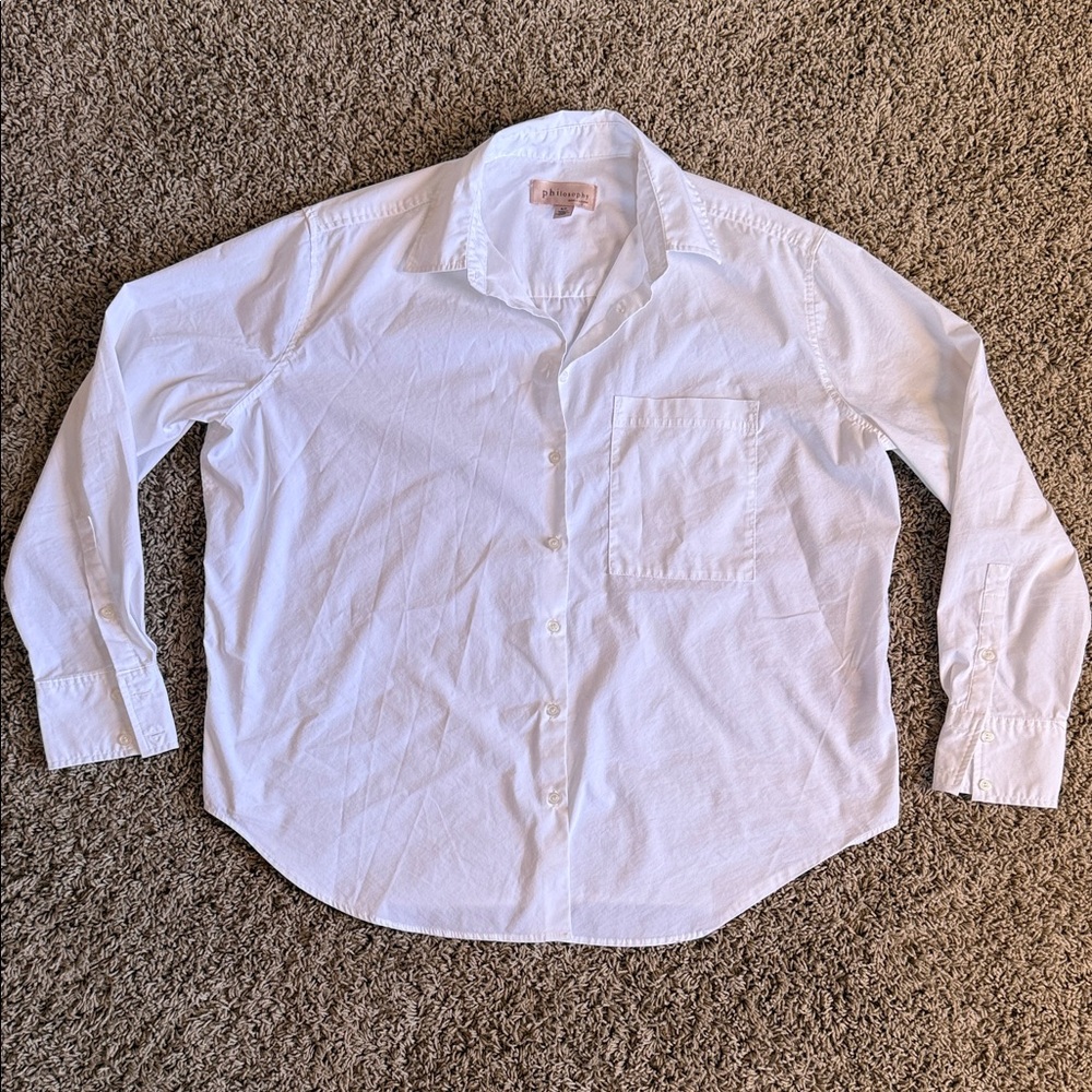 Philosophy Crisp White Oversized Button-Down Shirt